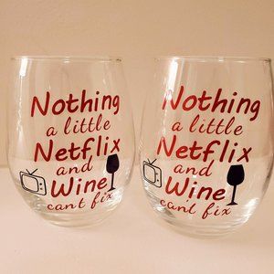 2 Stemless Handmade Wine Glasses